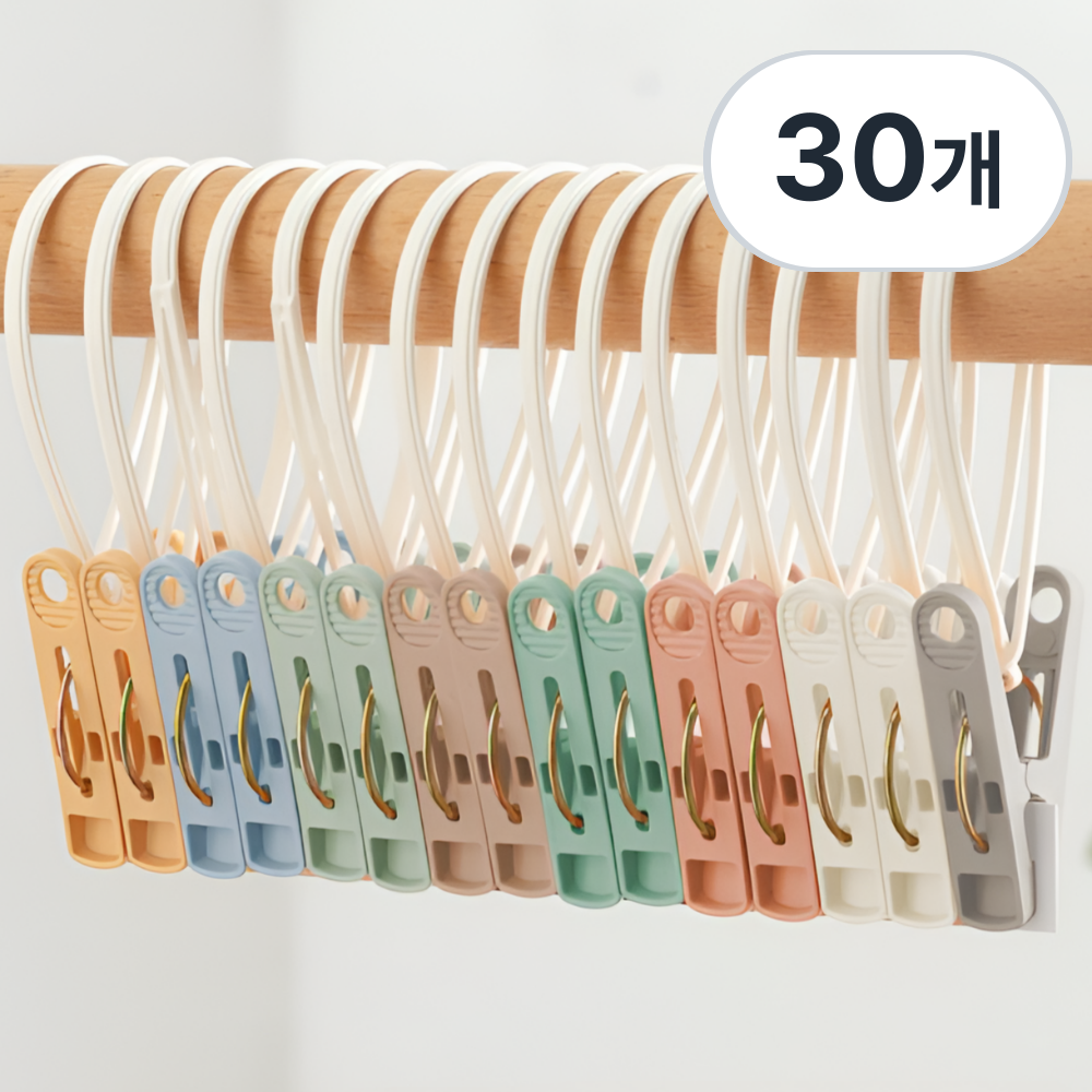 유앤아이 고리형 빨래집게 대량, 30개, 혼합 5,800원