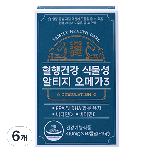 씨엠지건강연구소 혈행건강 식물성 알티지 오메가3 24.6g, 60정, 6개 179,520원