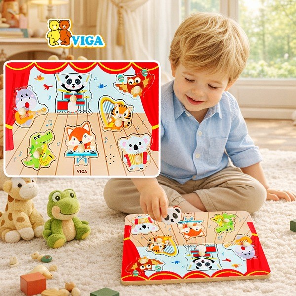 [VIGA] 사운드 원목 꼭지 퍼즐 - 뮤직 콘서트, 7피스, 1개 45,000원